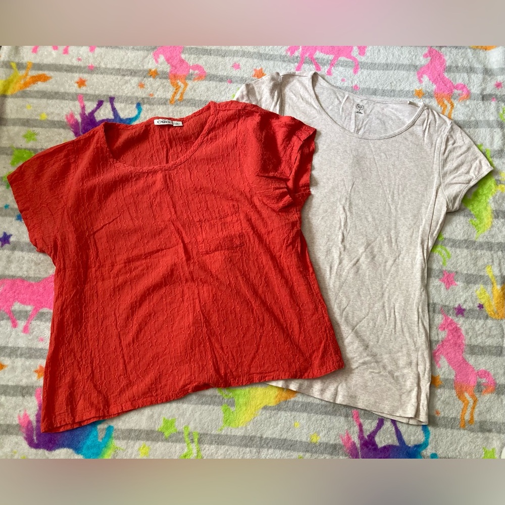 ♦️Lot of 2 Cotton Short Sleeve Shirts, size Large, Gap and Cato
